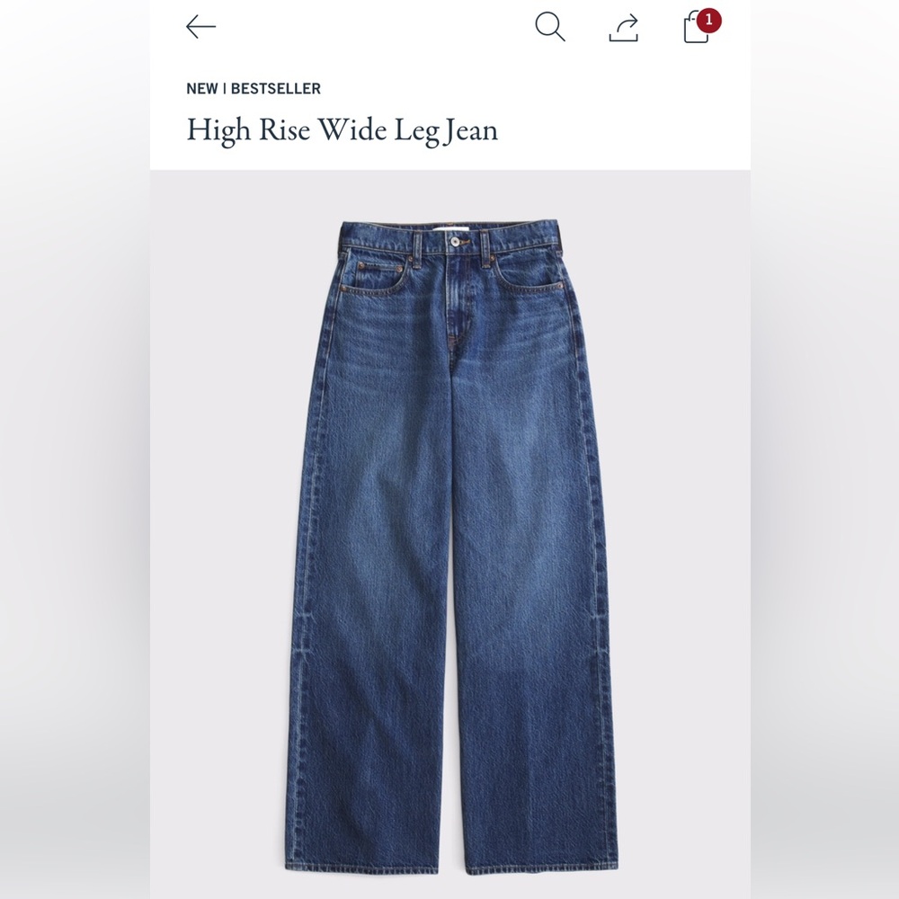 Abercrombie & Fitch Blue High Rise Wide Leg Jeans